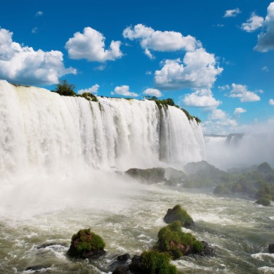 Mist coming from Iguazu falls, Brazil.
