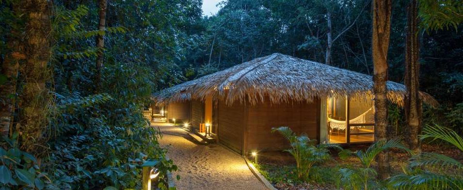 A dimly lit lodge in the heart of the Amazonian jungle. 