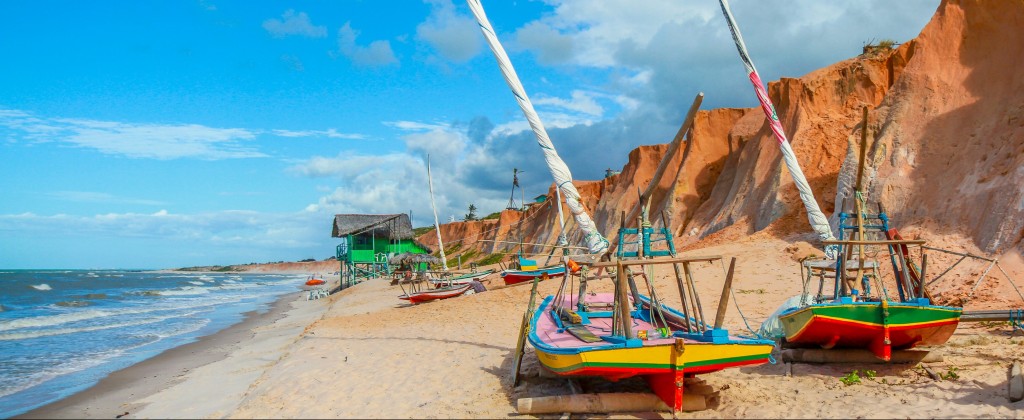 Jangadas on the beach at Canoa Quebrada. 