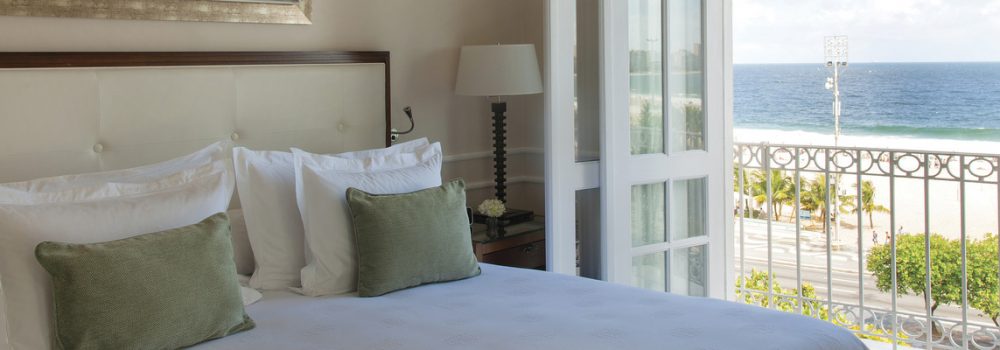 Room at Copacabana palace overlooking the ocean. 