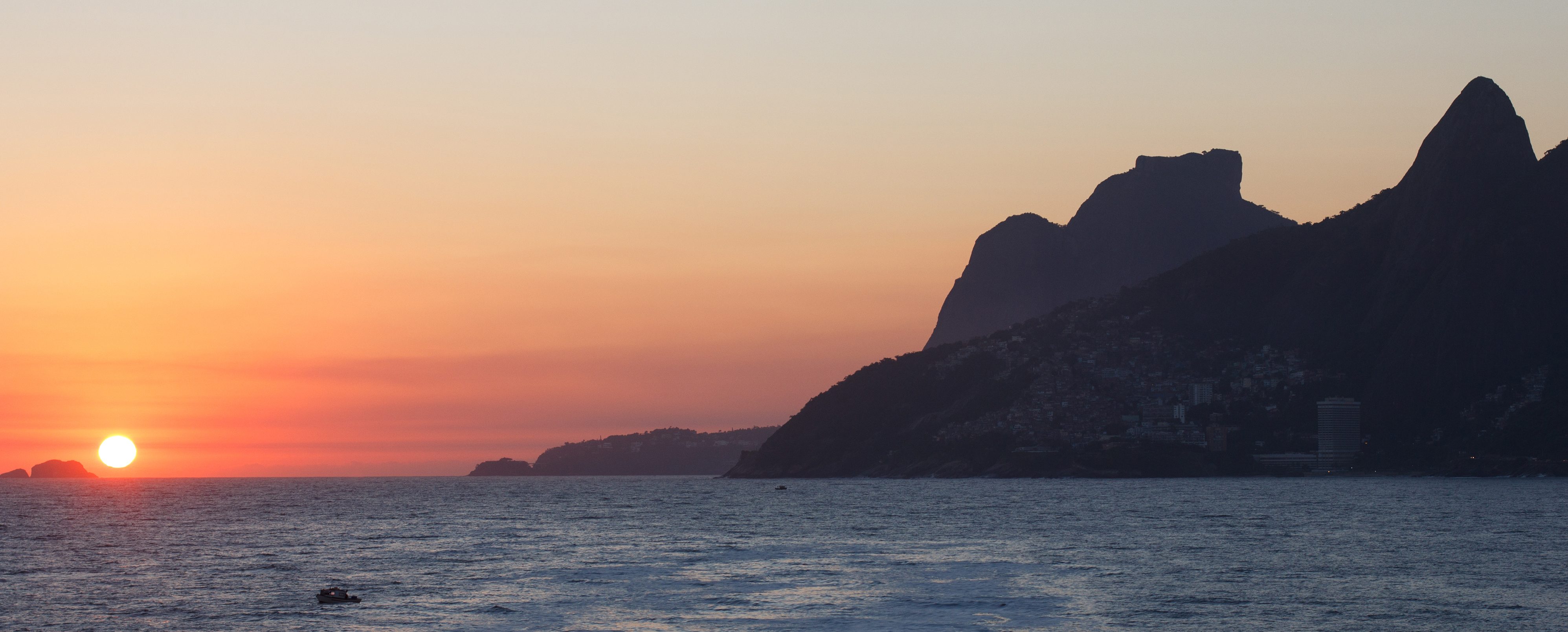 Sunset at Ipanema beach in Rio de Janeiro. 