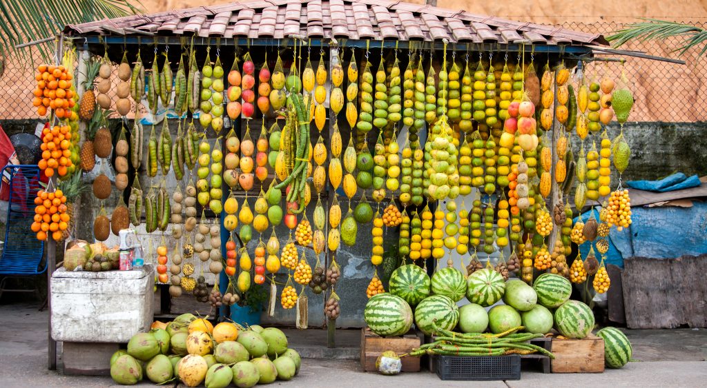 One of the many stalls in Manaus selling fresh fruit. 