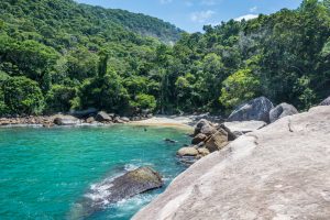 A beautiful rocky beach at Ilha Grande. 