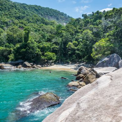 One of the rocky beaches of Ilha Grande.