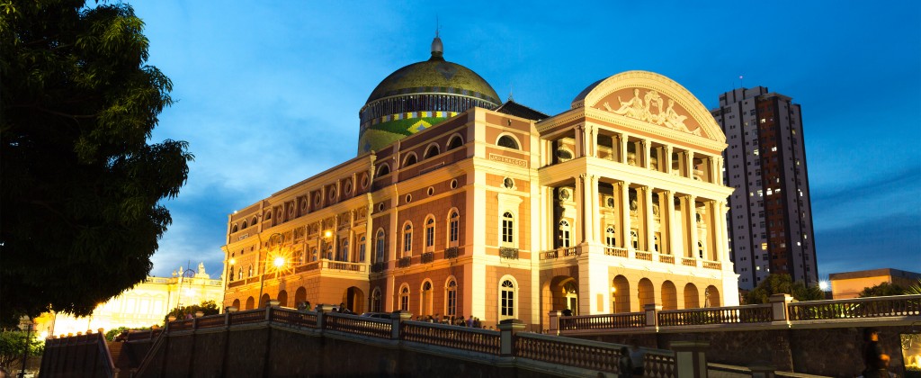 Manaus lit up at night. 