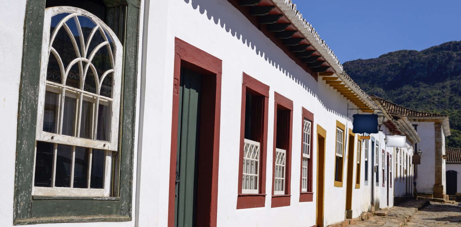 Minas Gerais Tiradentes street with colorful windows