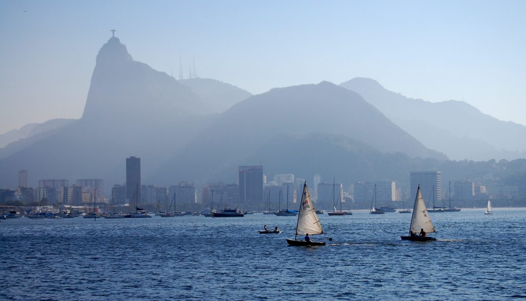 Christ the redeemer in the distance looks out over Rio Bay. 