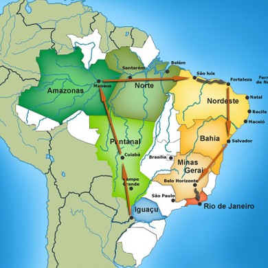 Map outlining Brazil Selection Grand tour of Brazil.