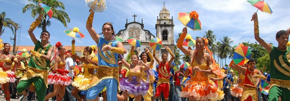 Frevo dancers at Recife and Olinda carnival.