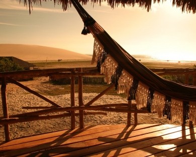 A hammock in the sunset, in Jericoacoara.