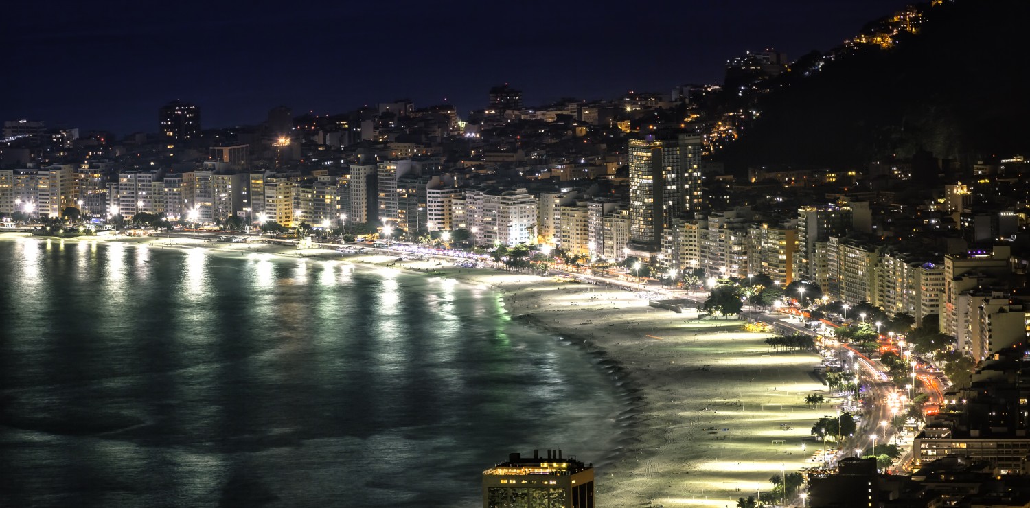 Rio de Janeiro Copacabana beach at night