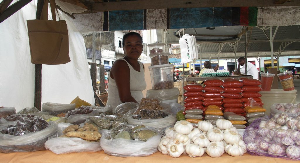 Stall at the market of Santo Amaro.