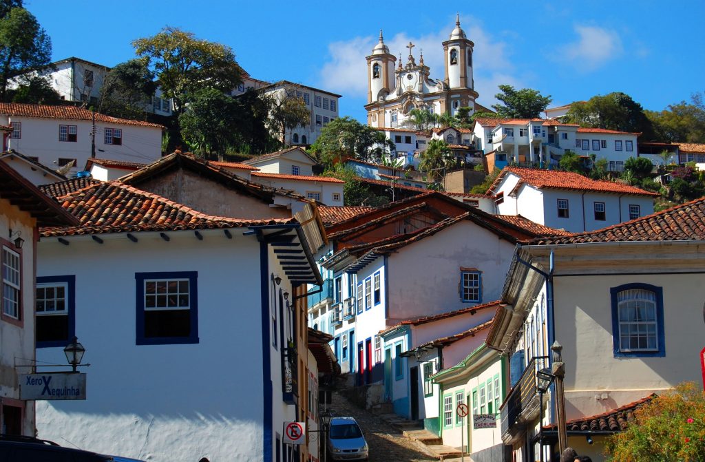 View of the winding and climbing cobbled streets of Mariana. 