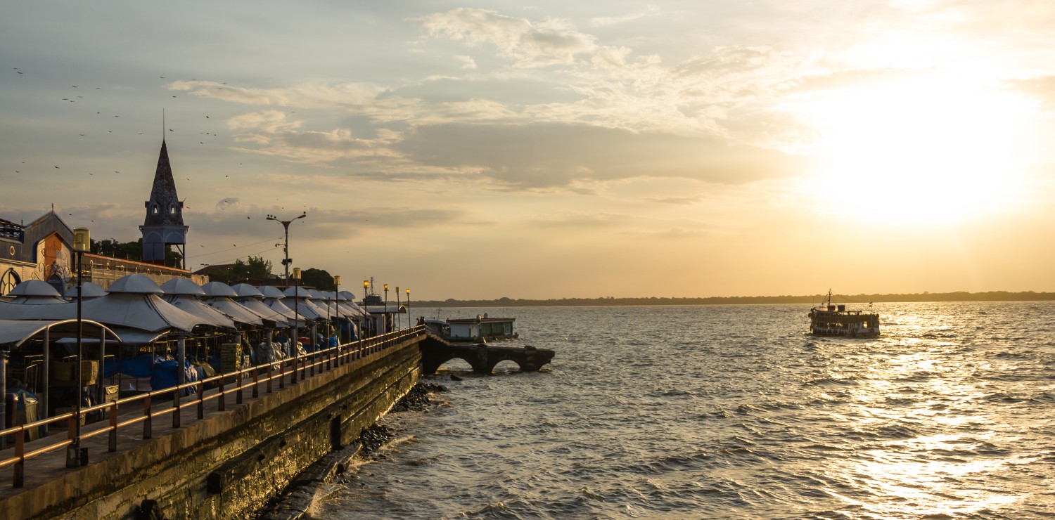 Belem port at sunset.