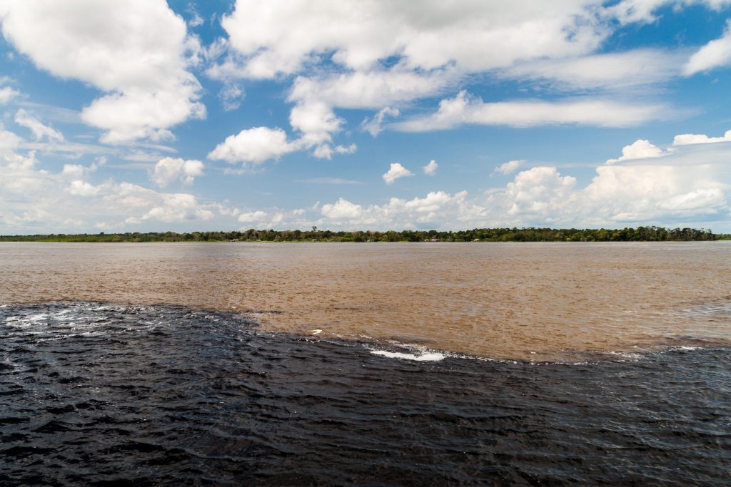 The "encounter of the waters" of the Rio Negro and the Rio Solimoes. 