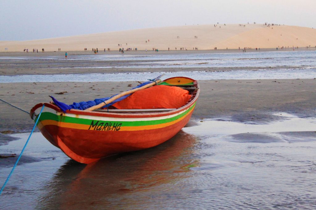 Close up of a beached boat in Jericoacoara. 