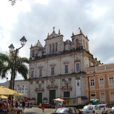 Facade of the cathedral of Salvador de Bahia.