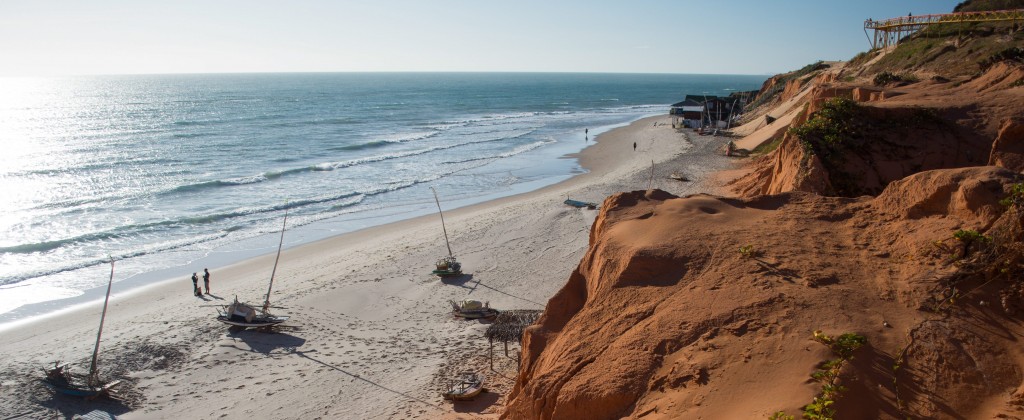 Canoa Quebrada beach from atop the ocher cliffs. 