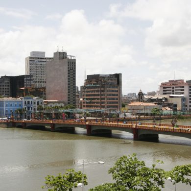 View of the bridge over the river in Recife.