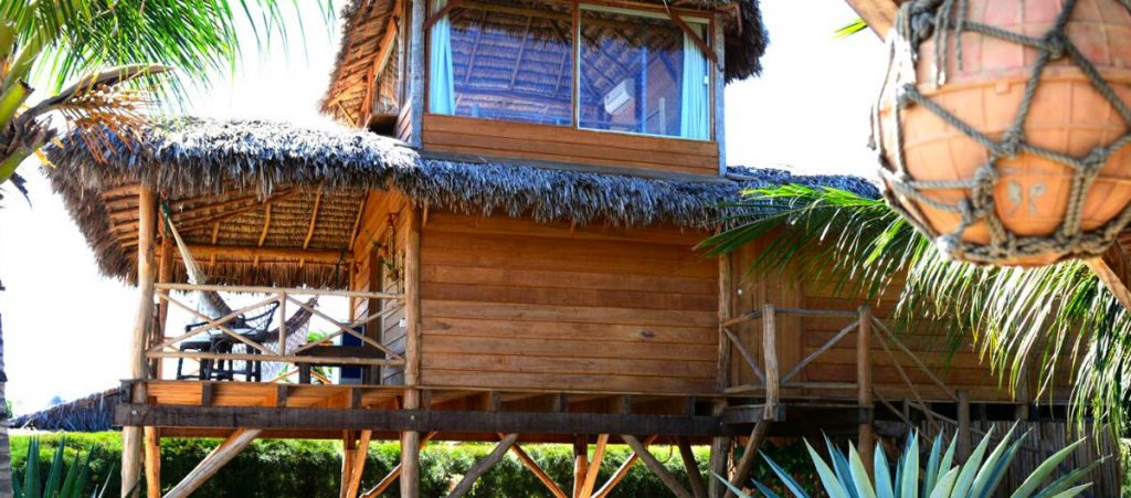 Outside view from the garden of Barra Grande kitecamp. 