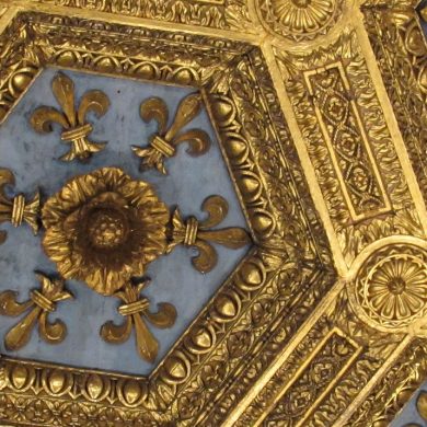 A ceiling, decorated in Baroque style, part of Brazilian culture.