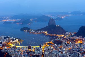 Panoramic view of Rio de Janeiro at night. 