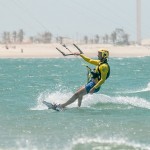 Two kitesurfers learn to ride in Brazil.