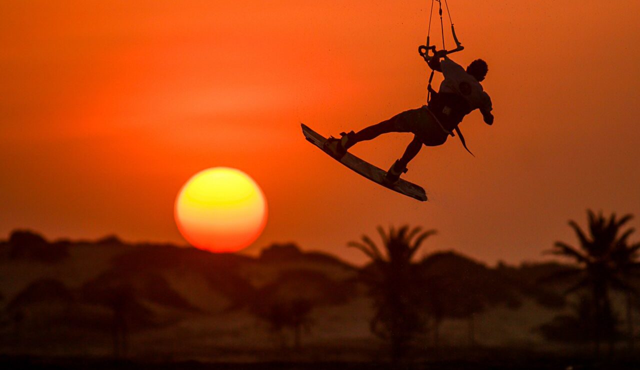 saut de kite soleil couchant