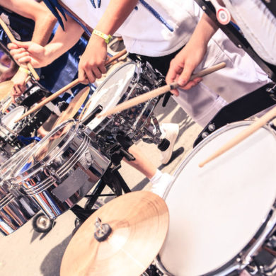 Contemporary Brazilian music played on drums.