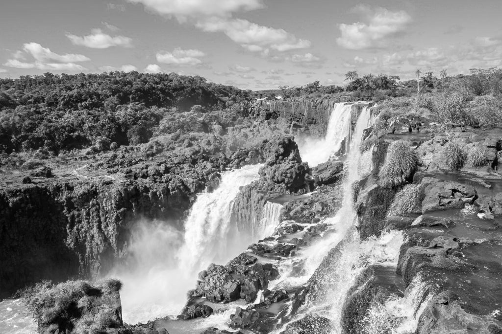 View of Iguaçu falls. Black and White. 