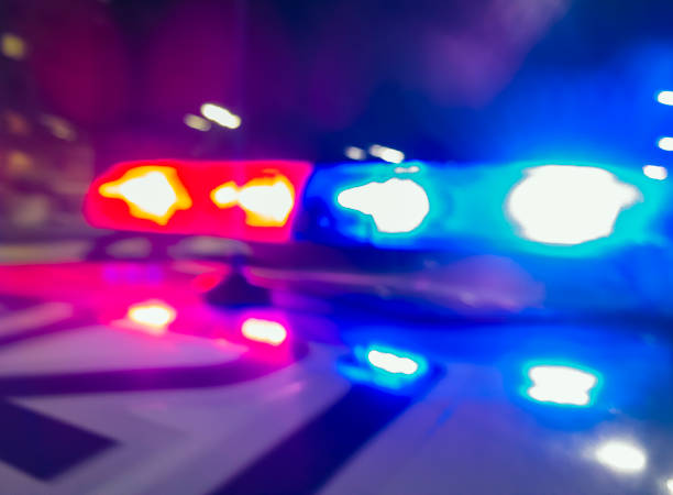 Police and Emergency Services in Brazil - Flashing lights on Police car.