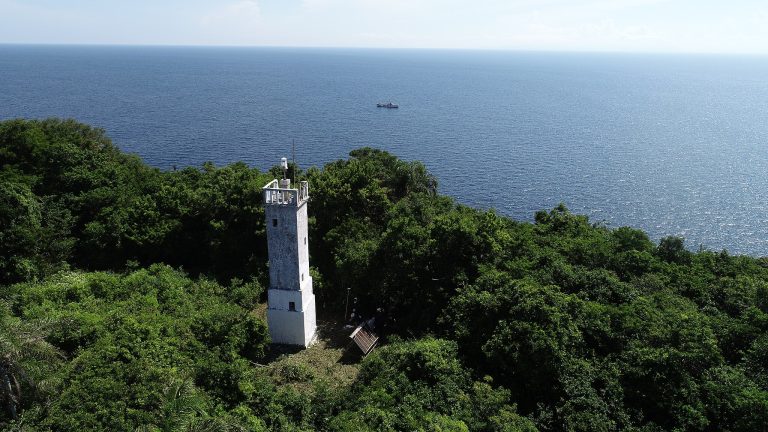 Lighthouse of Ilha da Queimada near Sao Paulo in Brazil